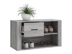Mueble zapatero de madera contrachapada gris Sonoma 80x35x45 cm ES580563