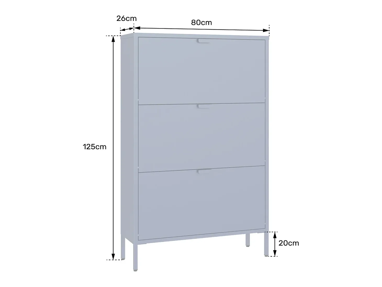 Mueble zapatero de metal verde caqui de 3 puertas MARION - HAPPY GARDEN