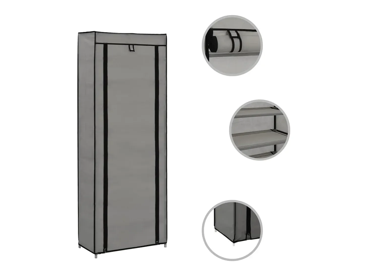 Mueble zapatero de tela con funda gris 57x29x162 cm ES538296
