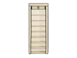 Mueble zapatero de tela con funda color crema 57x29x162 cm ES744933