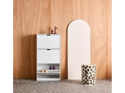 Mueble zapatero decorativo de madera con 3 cajones blanco