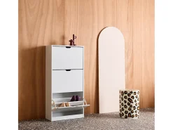 Mueble zapatero decorativo de madera con 3 cajones blanco