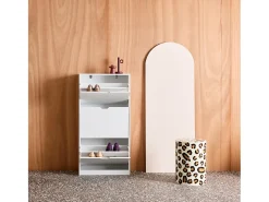 Mueble zapatero decorativo de madera con 3 cajones blanco