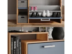 Mueble zapatero goldkraft roble/azul 80x24.2x128.3 orlando