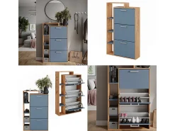Mueble zapatero goldkraft roble/azul 80x24.2x128.3 orlando