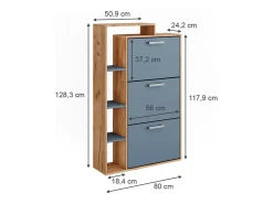 Mueble zapatero goldkraft roble/azul 80x24.2x128.3 orlando