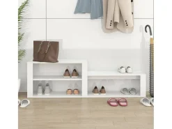 Mueble zapatero madera contrachapada blanco brillo 150x35x45 cm ES590806