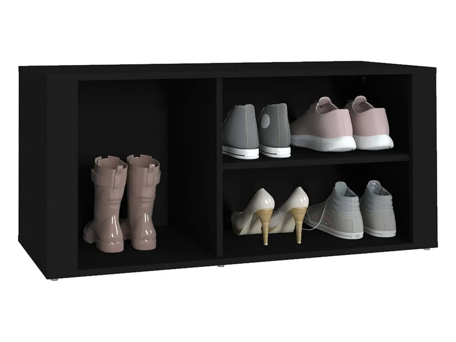 Mueble zapatero madera contrachapada negro 100x35x45 cm ES155297