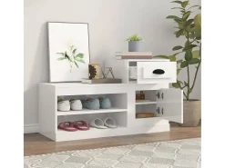 Mueble zapatero madera contrachapada blanco brillo 100x42x60 cm ES609184