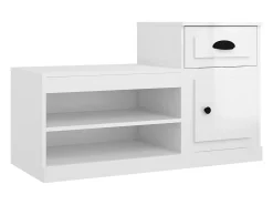 Mueble zapatero madera contrachapada blanco brillo 100x42x60 cm ES609184