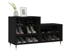 Mueble zapatero madera contrachapada negro 102x36x60 cm ES111911