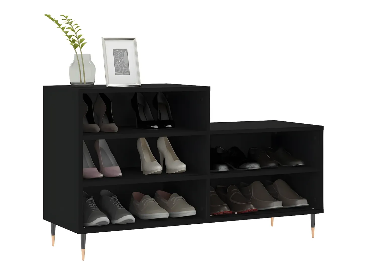 Mueble zapatero madera contrachapada negro 102x36x60 cm ES111911