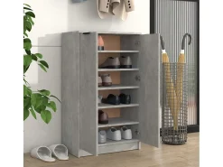 Mueble zapatero madera contrachapada gris hormigón 59x35x100 cm ES673242