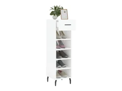 Mueble zapatero madera contrachapada blanco brillo 30x35x105 cm ES987091
