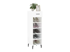 Mueble zapatero madera contrachapada blanco brillo 30x35x105 cm ES987091