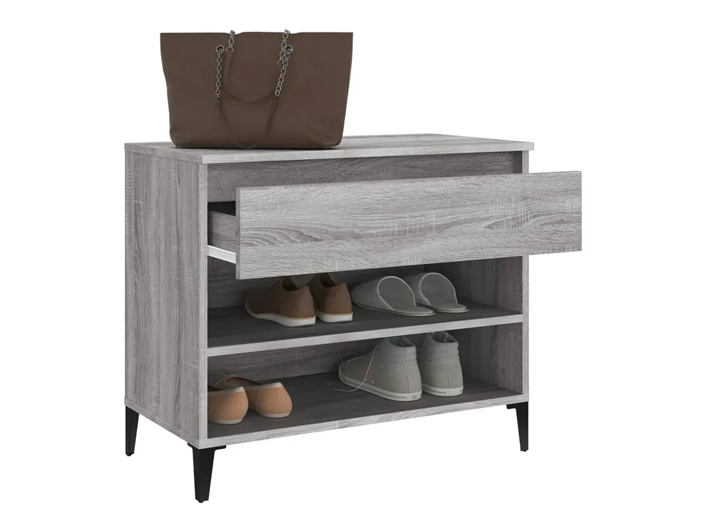 Mueble zapatero madera contrachapada gris Sonoma 70x36x60 cm ES268891