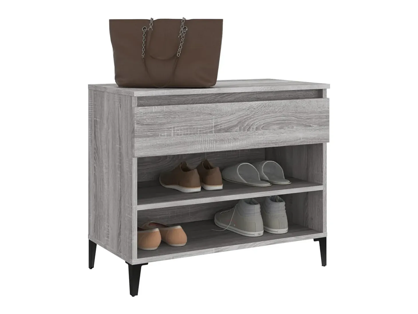 Mueble zapatero madera contrachapada gris Sonoma 70x36x60 cm ES268891