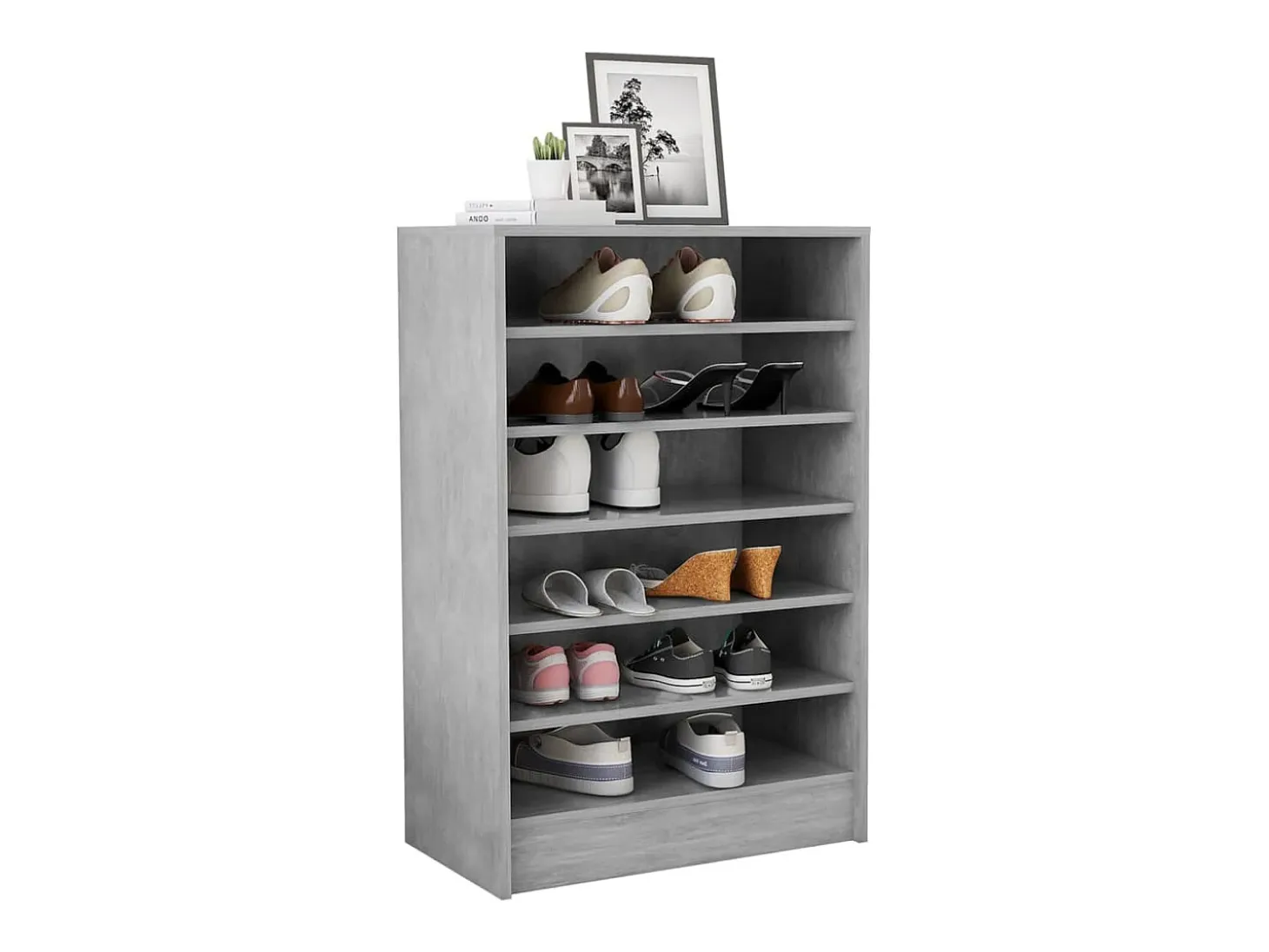 Mueble zapatero madera contrachapada gris hormigón 60x35x92 cm ES208687