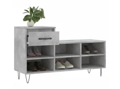 Mueble zapatero madera contrachapada gris hormigón 102x36x60 cm ES729466