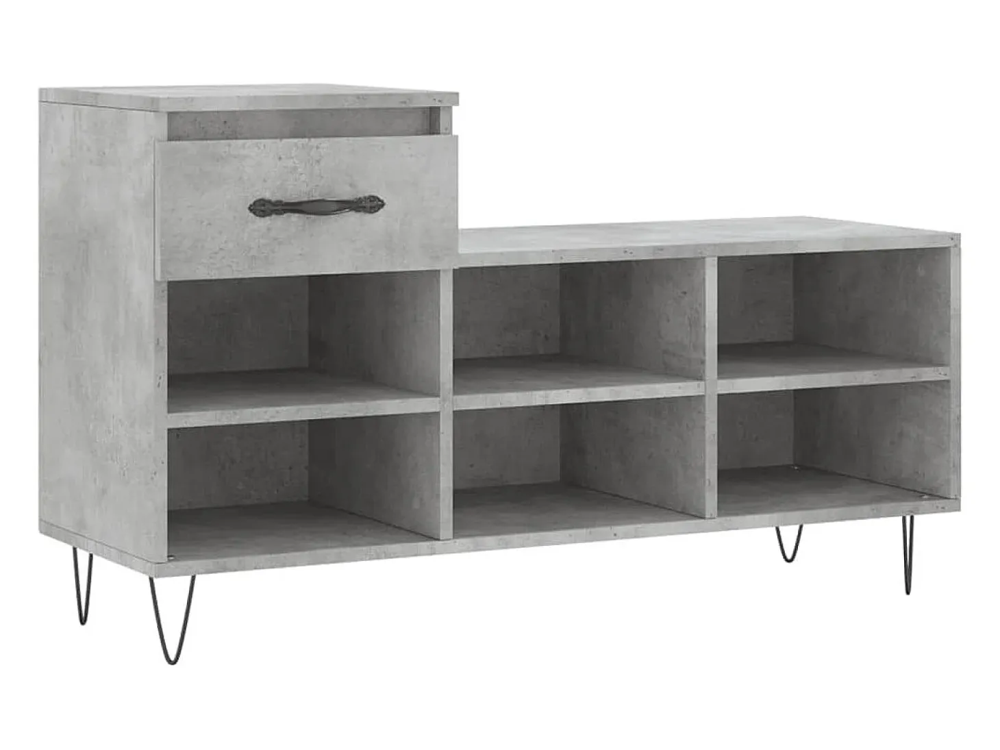 Mueble zapatero madera contrachapada gris hormigón 102x36x60 cm ES729466