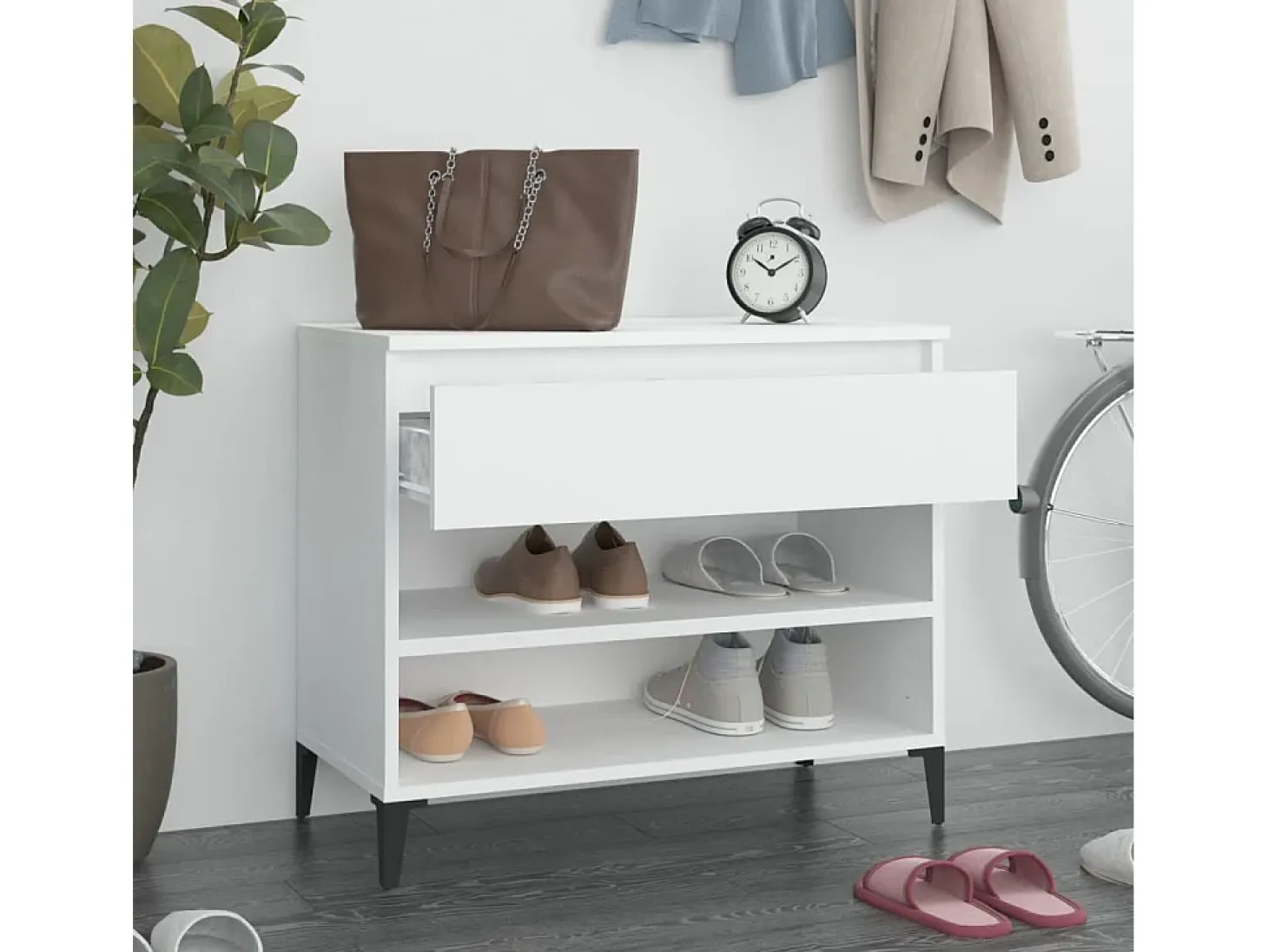 Mueble zapatero madera contrachapada blanco 70x36x60 cm ES491753