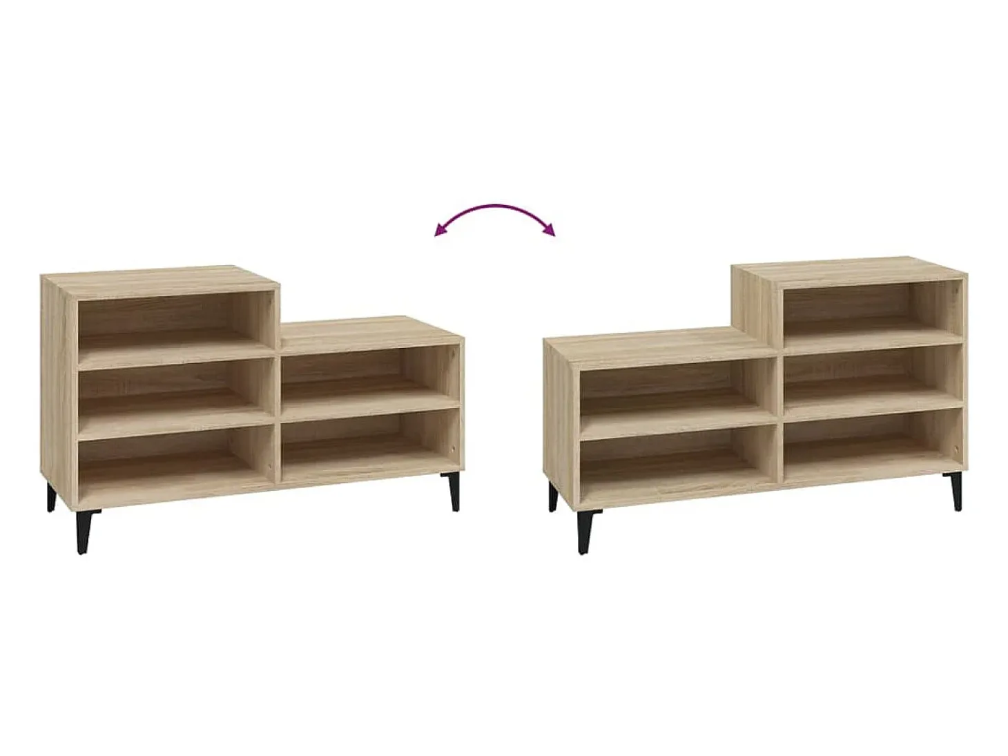 Mueble zapatero madera contrachapada roble Sonoma 102x36x60 cm ES153424