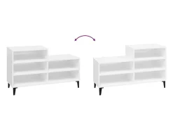 Mueble zapatero madera contrachapada blanco brillo 102x36x60 cm ES763357