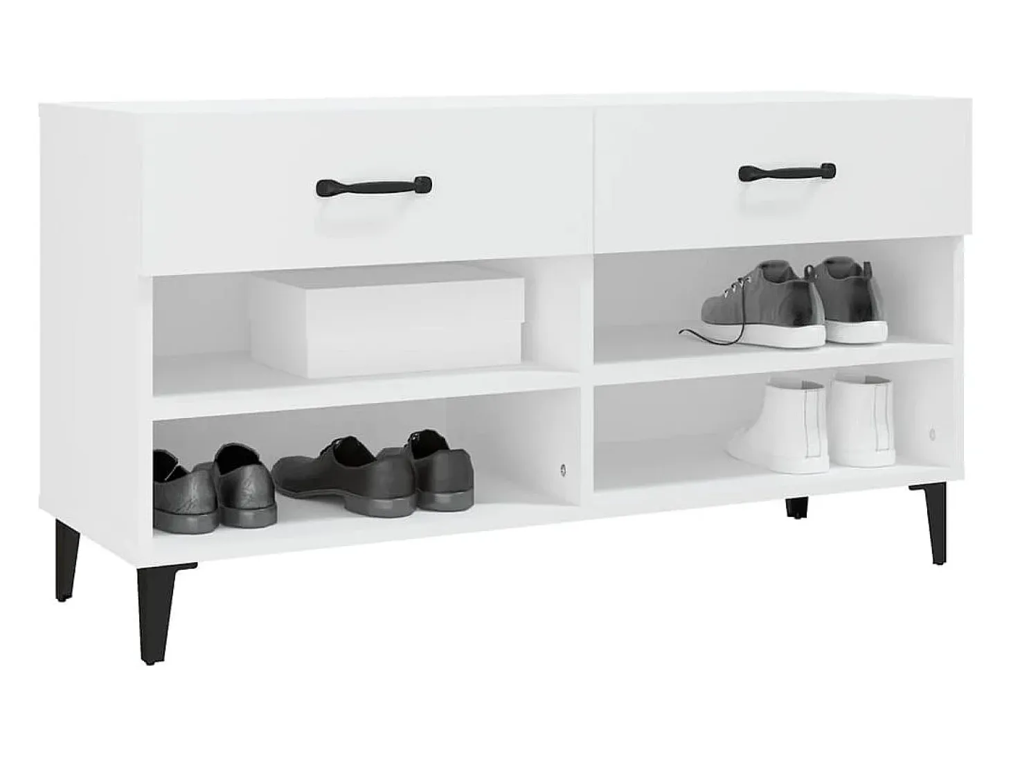 Mueble zapatero madera contrachapada blanco 102x35x55 cm ES708478