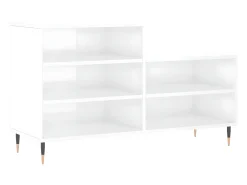 Mueble zapatero madera contrachapada blanco brillo 102x36x60 cm ES765171