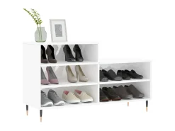 Mueble zapatero madera contrachapada blanco brillo 102x36x60 cm ES765171