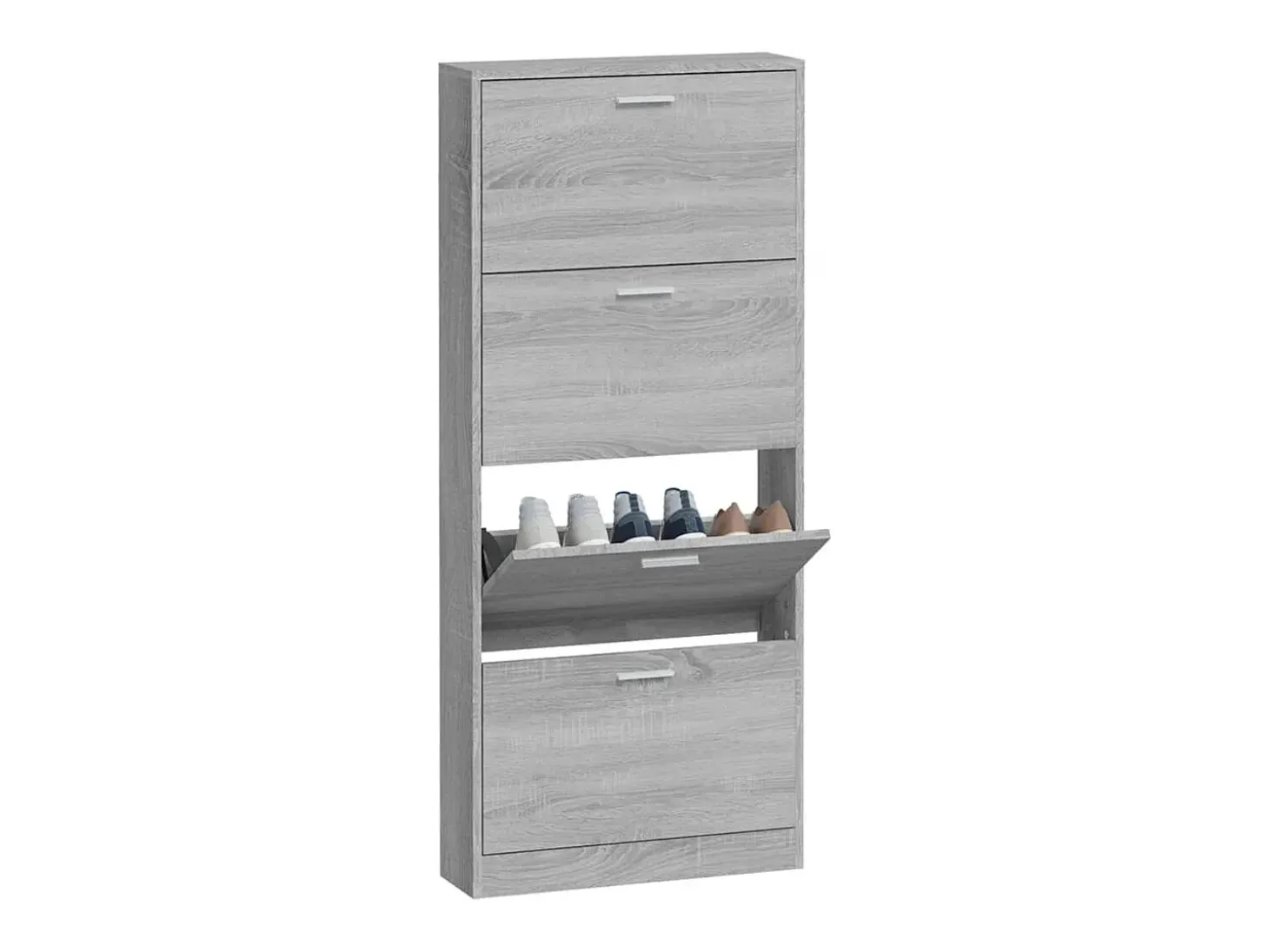Mueble zapatero madera contrachapada gris Sonoma 59x17x150 cm ES942585
