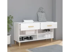 Mueble zapatero madera contrachapada blanco brillo 102x35x55 cm ES245008