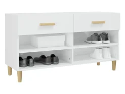 Mueble zapatero madera contrachapada blanco brillo 102x35x55 cm ES245008