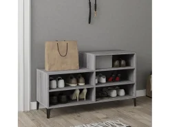 Mueble zapatero madera contrachapada gris Sonoma 102x36x60 cm ES685692
