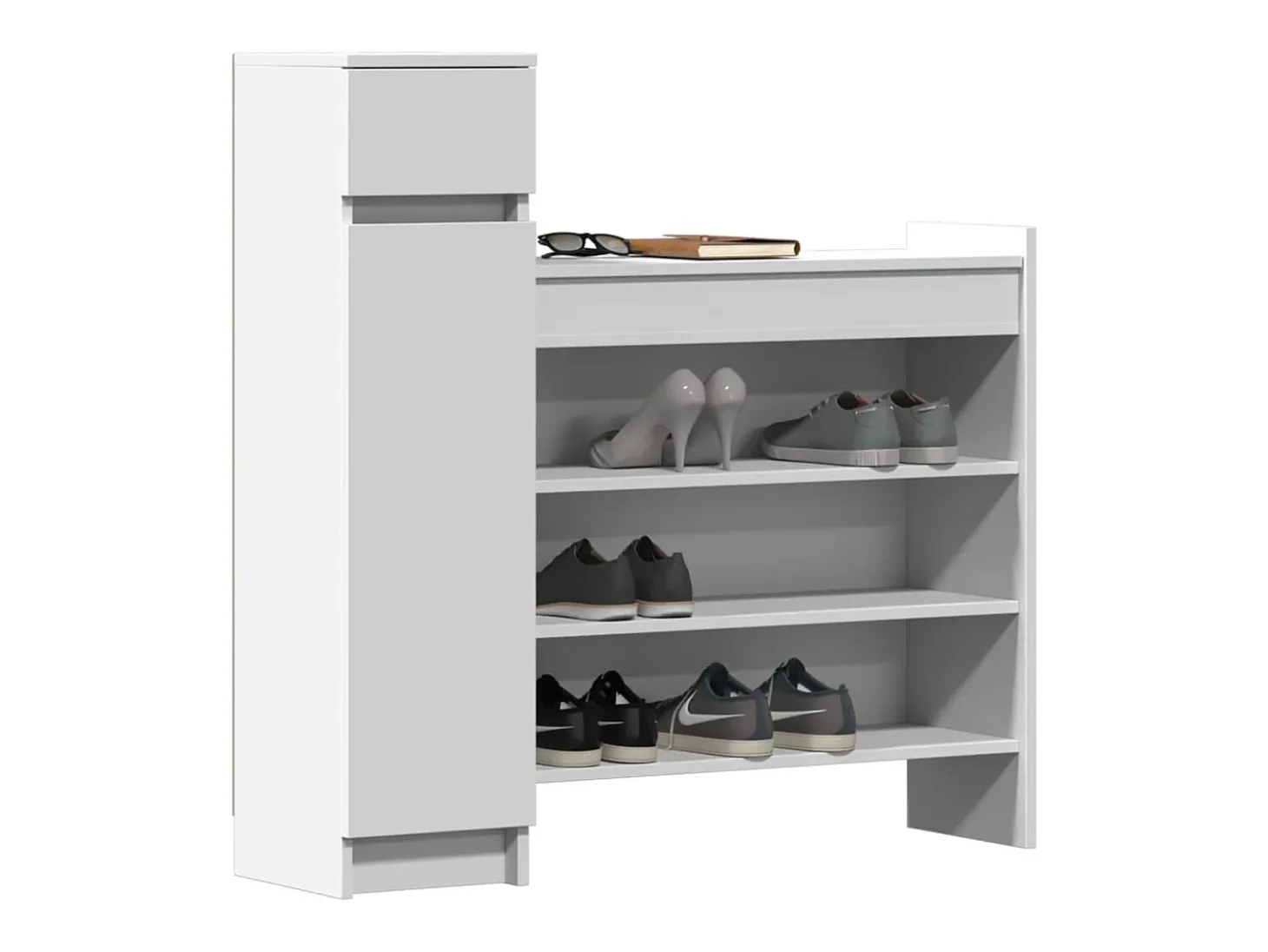 Mueble zapatero madera de ingeniería blanco 100,5x28x100 cm ES881599
