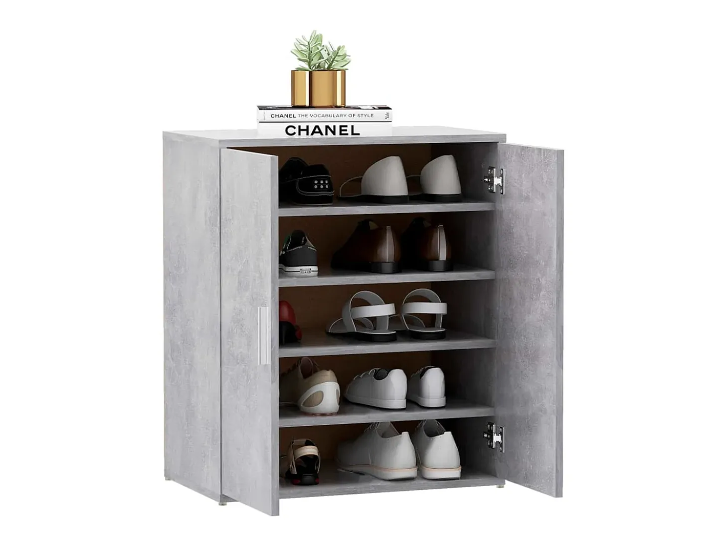 Mueble zapatero madera de ingeniería gris hormigón 60x35x70 cm ES948111