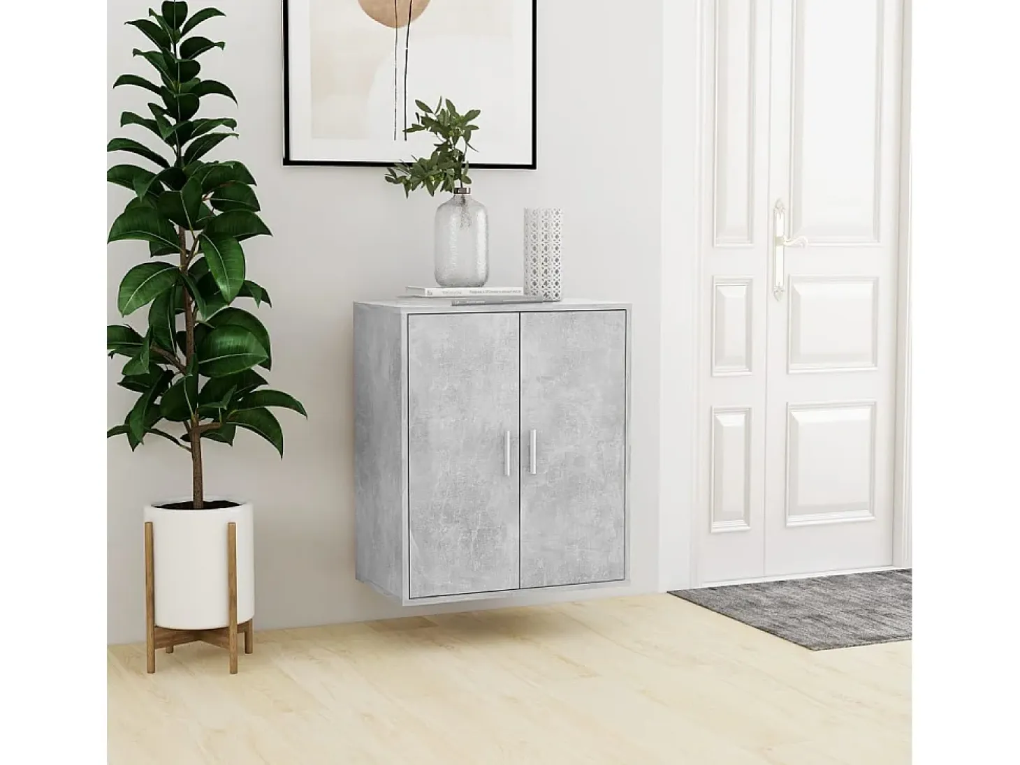 Mueble zapatero madera de ingeniería gris hormigón 60x35x70 cm ES948111