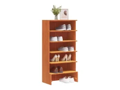 Mueble zapatero madera maciza de pino marrón cera 52x30x104 cm ES108813