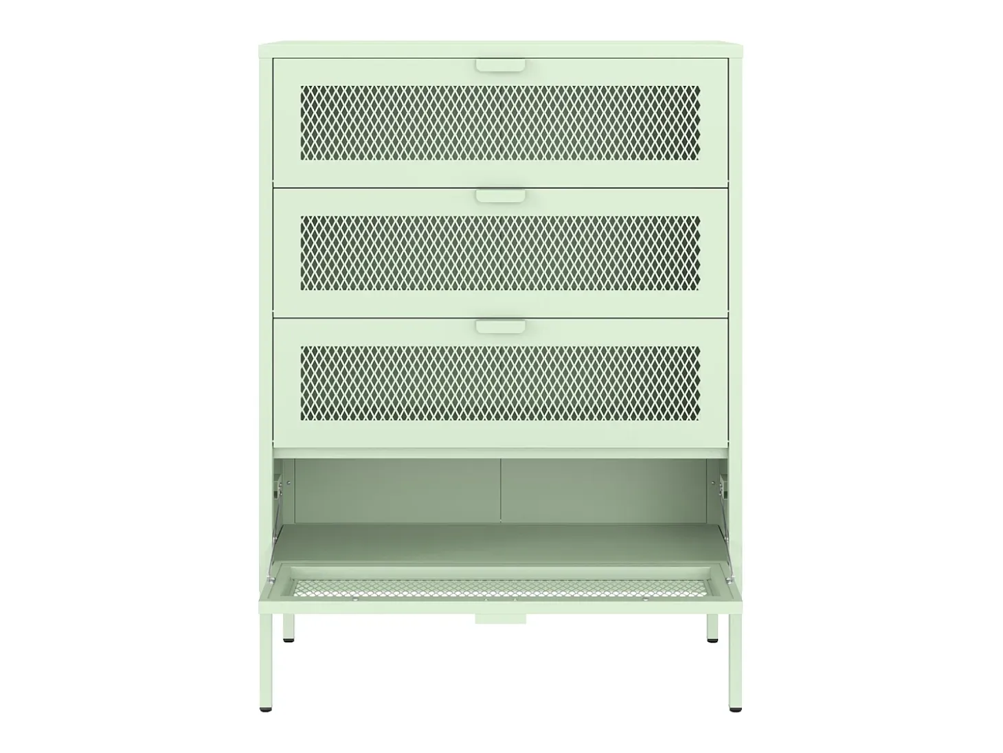 Mueble zapatero metálico verde lima de 4 puertas EMMA