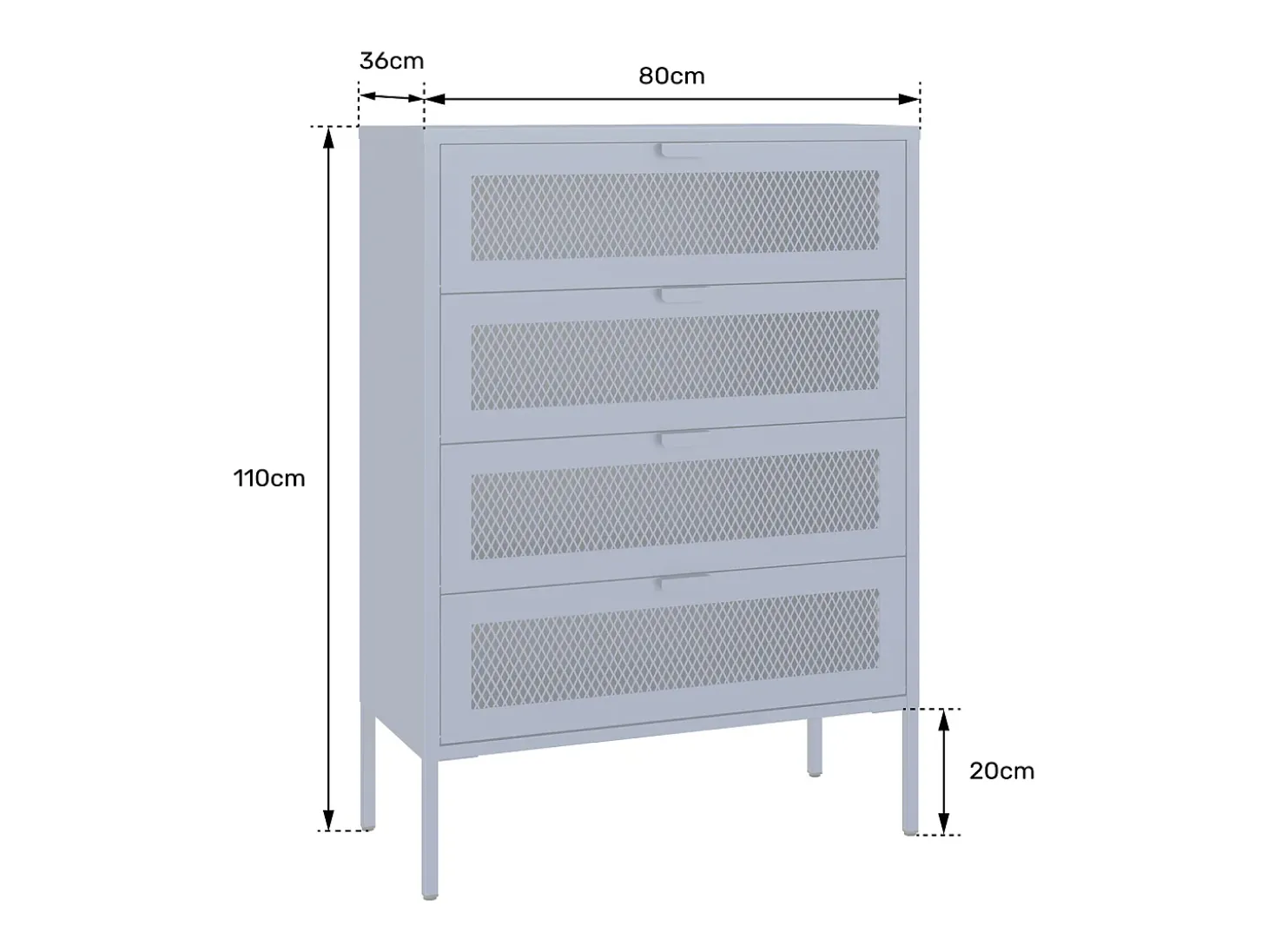 Mueble zapatero metálico verde lima de 4 puertas EMMA