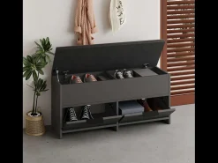 Mueble Zapatero Negro Antracita 4 Compartimentos