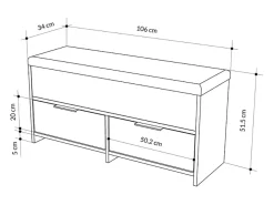 Mueble Zapatero Negro Antracita 4 Compartimentos