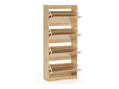 Mueble Zapatero Ángel 4 Puertas Color Roble Claro, para 24 Pares