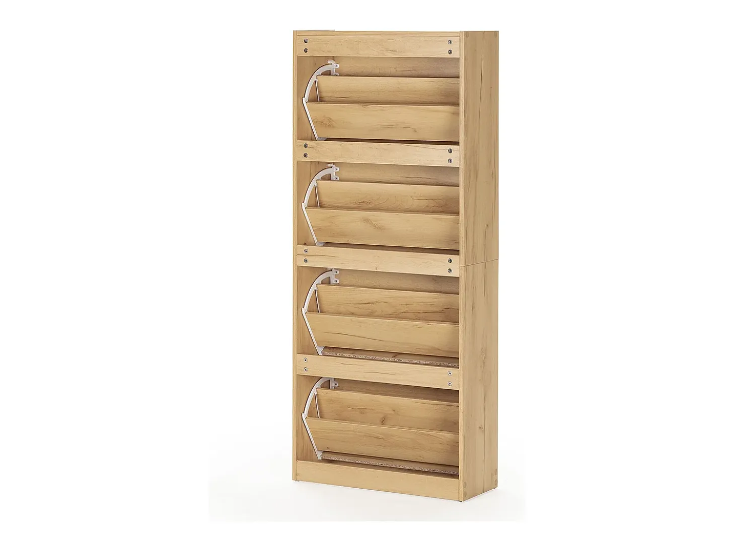 Mueble Zapatero Ángel 4 Puertas Color Roble Claro, para 24 Pares