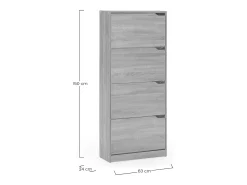 Mueble Zapatero Ángel 4 Puertas Color Roble, para 24 Pares