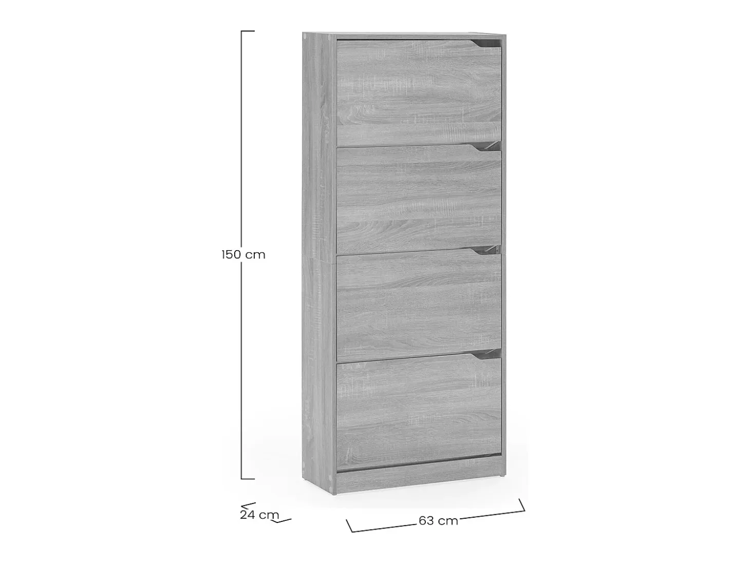 Mueble Zapatero Ángel 4 Puertas Color Roble, para 24 Pares
