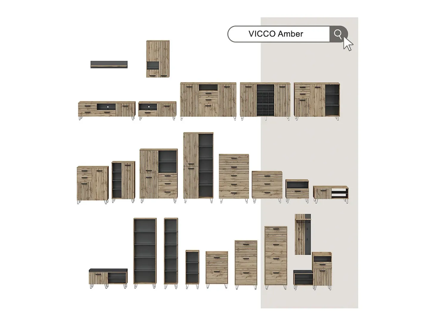 Mueble zapatero roble wotan 59.8x25x100 amber