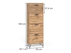 Mueble zapatero roble wotan 60x25.1x168 amber