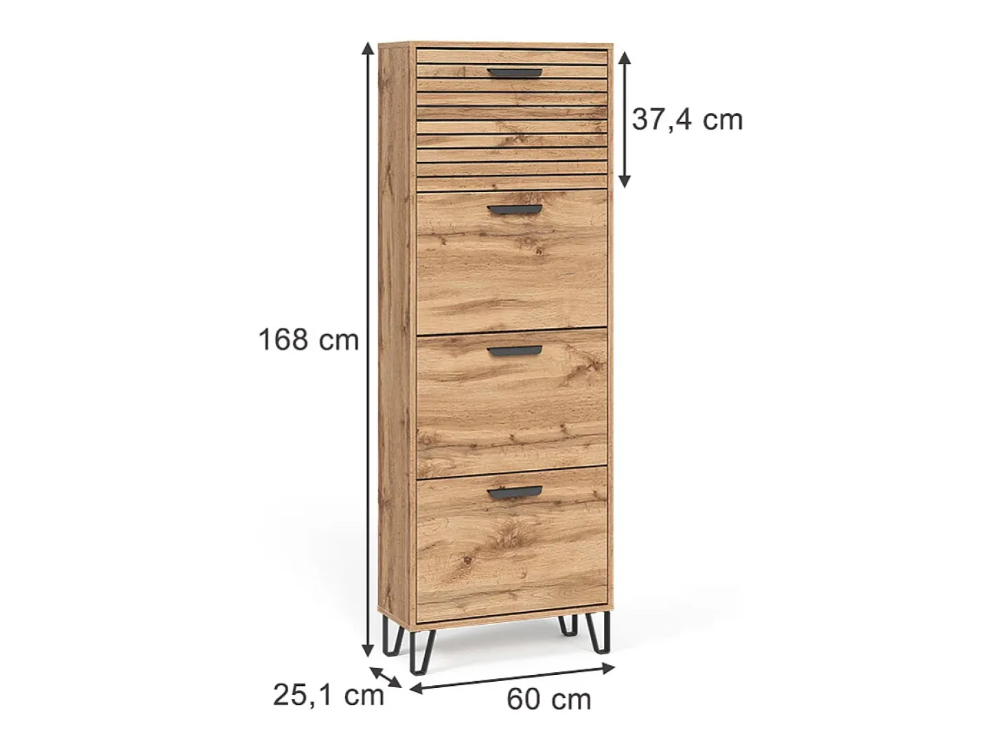 Mueble zapatero roble wotan 60x25.1x168 amber