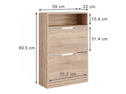 Mueble zapatero sonoma 59x22x89.5 luca
